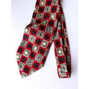 Vintage Michael Jacobs for Nordstrom Red Geometric Silk Tie Made in USA